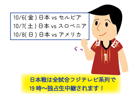 ワールドカップバレー男子_日本戦の予定