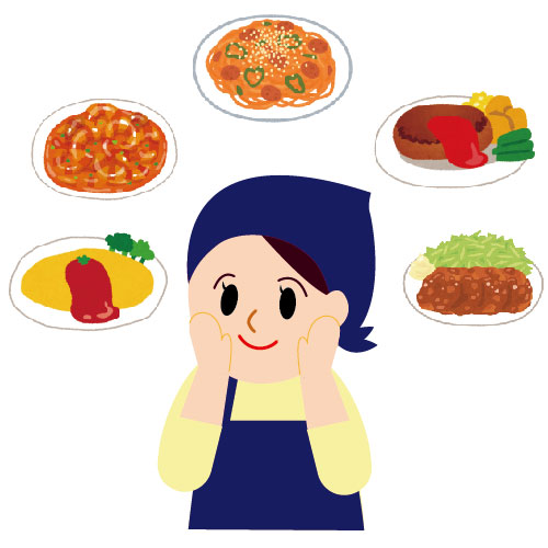 トマトケチャップを使ったメニューを思い浮かべる食育子さん