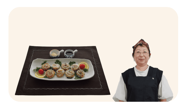 〈グッドバランス賞 最優秀作品〉<br />
ぐるぐる海老ロール 畠山 慶子