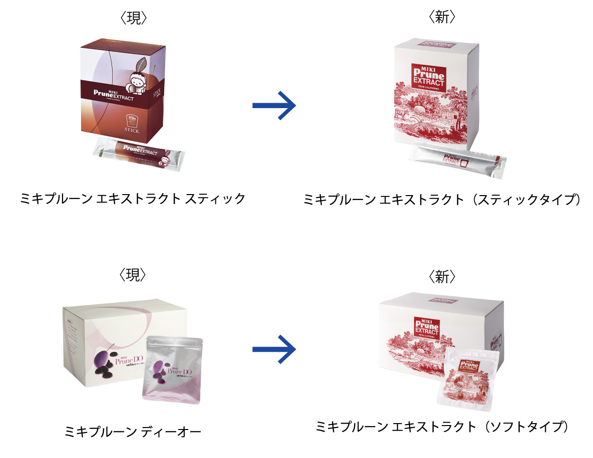 商品名・商品パッケージ変更のお知らせ - ミキプルーン